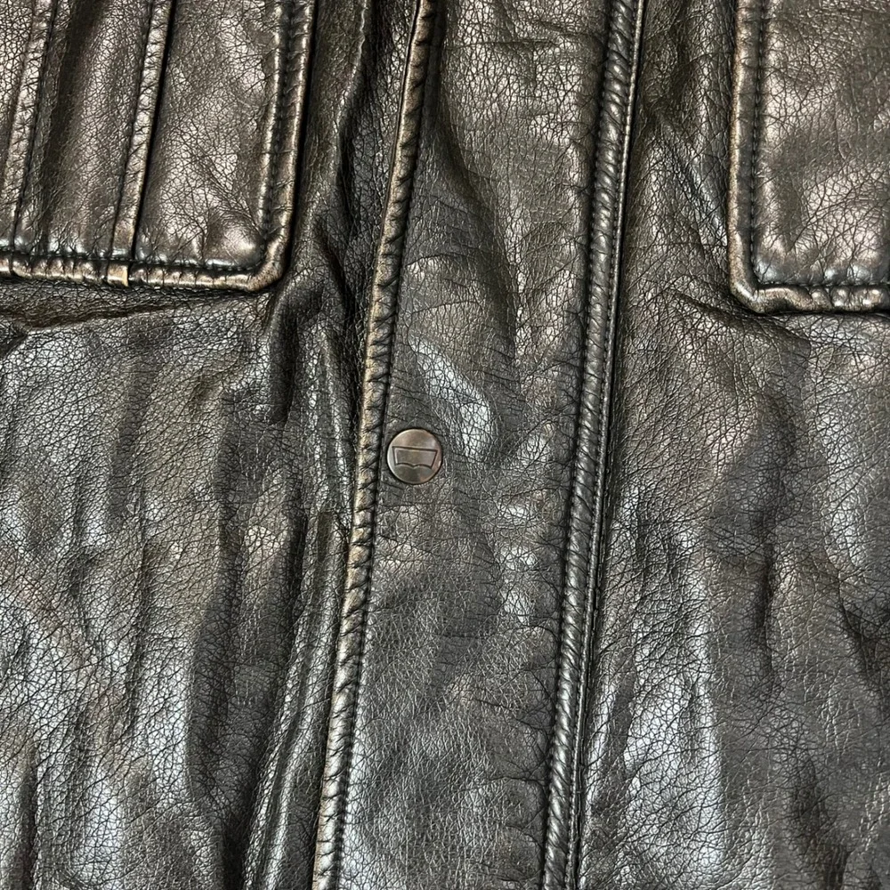 Levi's Bomber Jacket Mens Brown Faux Leather Sherpa Lined Good Condition Utility